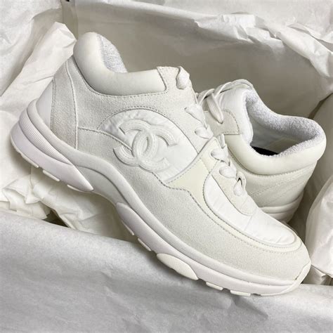 white reflective chanel sneakers|Chanel shoes.